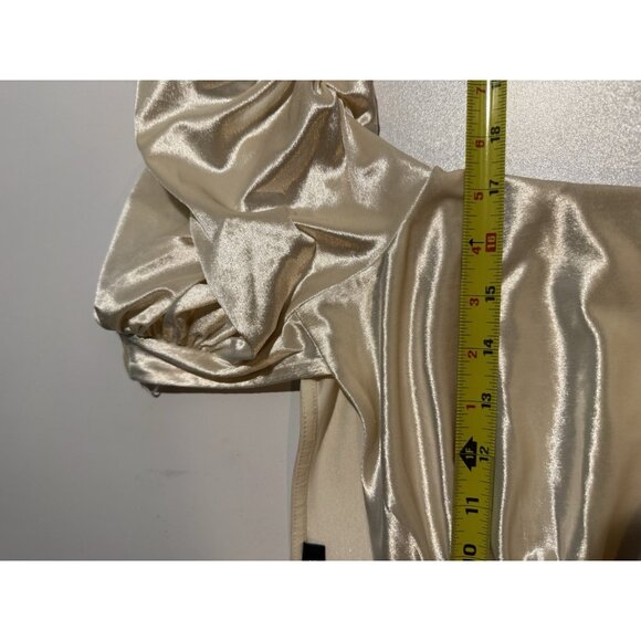 Express Womens size M Cream Velvet Ruched Front Top Princess Coquette Fairy - Picture 6 of 7